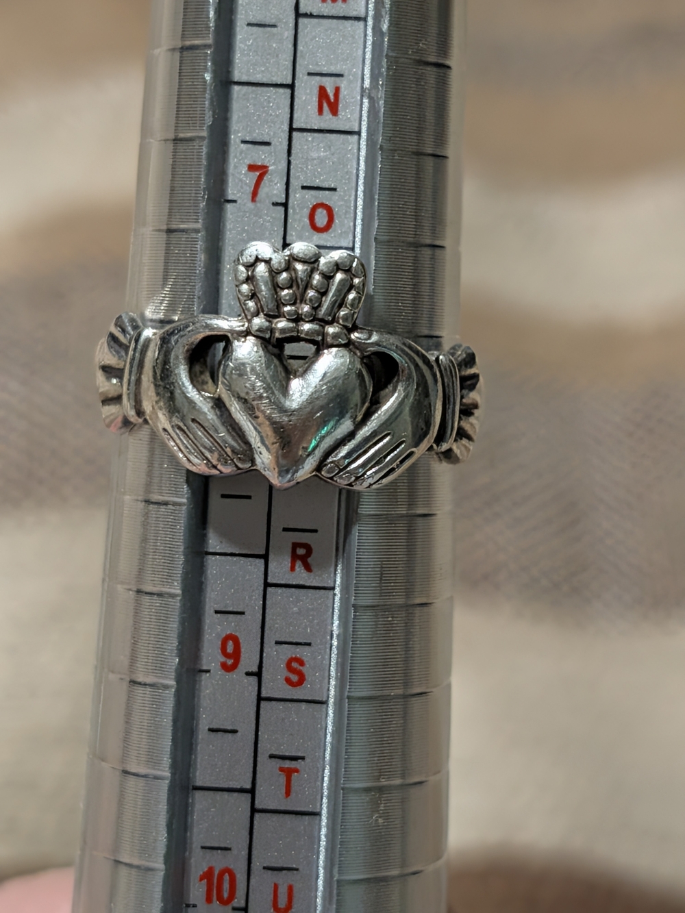 Sterling Silver Claddagh Ring with Heart and Crown - Silver